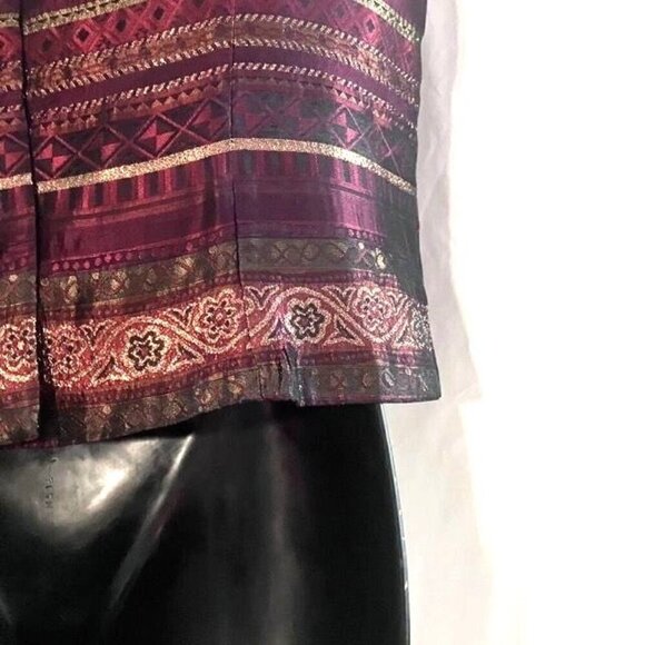 Vintage Gold Lamé Tapestry Blouse 14 Top Metallic Striped Evening Party NYE - Picture 6 of 7